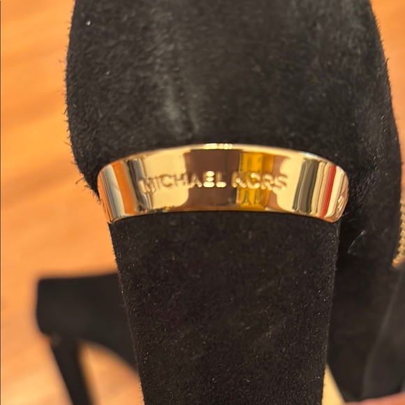 Michael Kors Black and Gold Ankle Boots Sleek Design - Picture 3 of 14